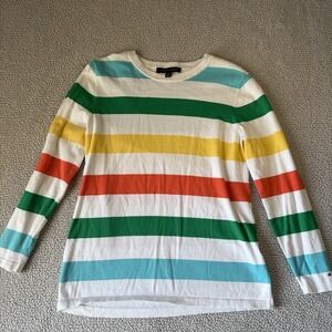 Tommy Hilfiger Sweater Women's Size Large Multicolor‎ Stripe Long Sleeve Rainbow